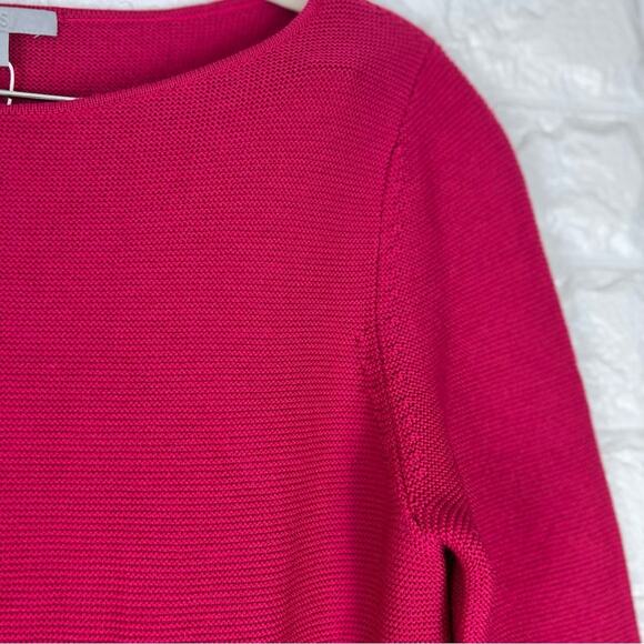 NEW Size XS COS A-Line Merino Jumper Knit Magenta Pink Pocket Pullover Sweater - Picture 8 of 9